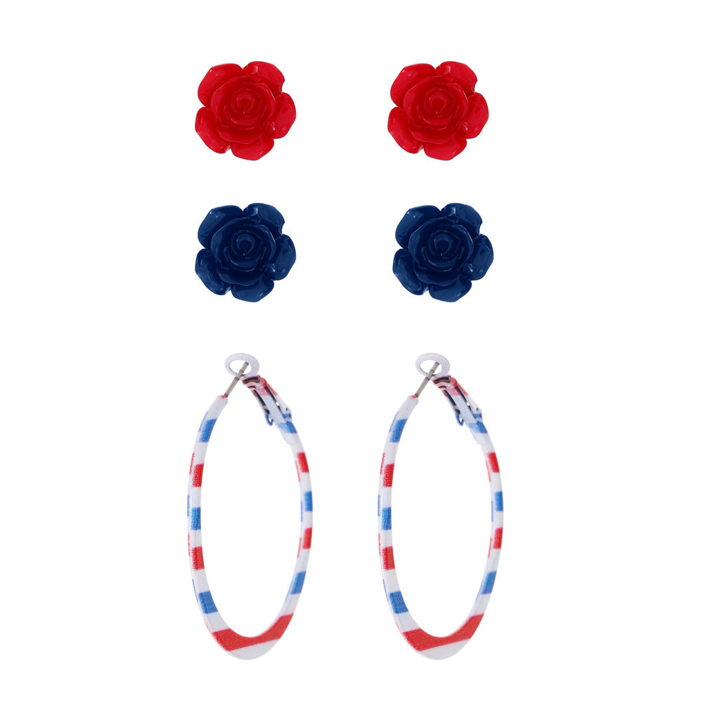 Women's nan patriotic novelty dangle hook earrings with laser-printed wooden fireworks charm Kalsten