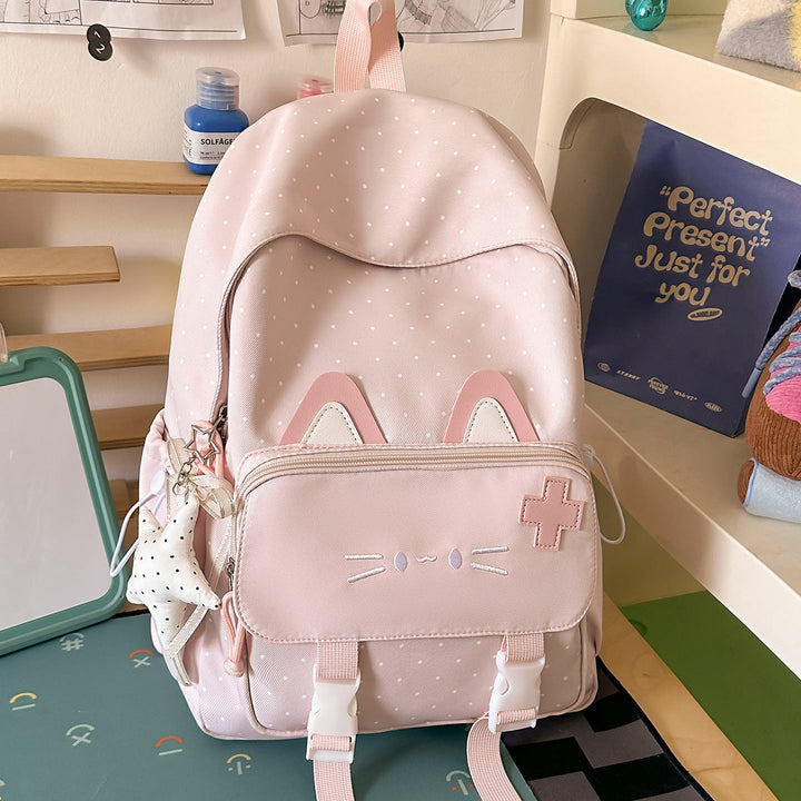 Cute Cat-Themed Durable School Backpack