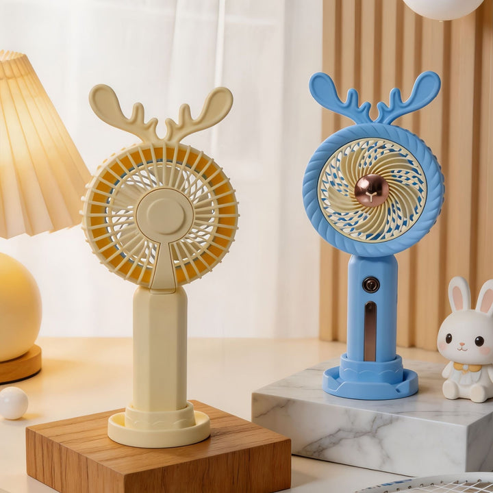 Women's Portable Hand Fan with Creative Antler Design Kalsten
