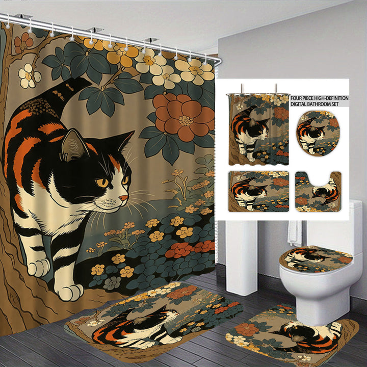 Artistic Cat-Theme Bathroom Decor Set Kalsten
