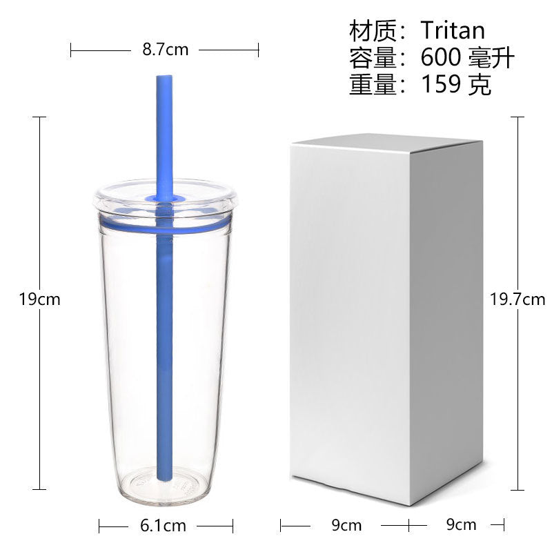 Women's Transparent BPA-free Drinking Cup with Integrated Straw Kalsten