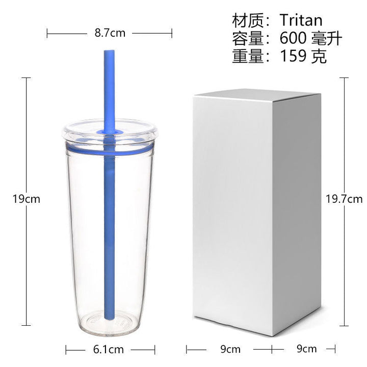 Women's Transparent BPA-free Drinking Cup with Integrated Straw Kalsten