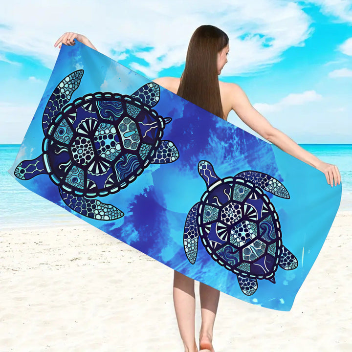 Microfiber beach towel with exclusive turtle motif Kalsten