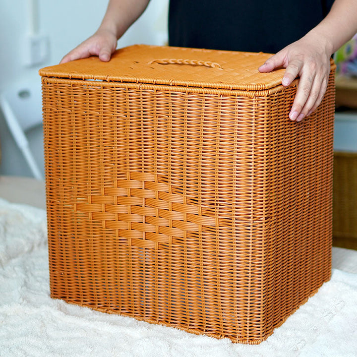 Women's woven basket with lid and side handles Kalsten