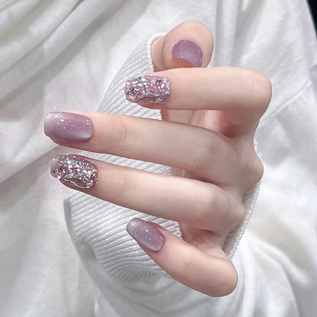 Elegant Glitter-Decorated Press-On Nail Set Kalsten