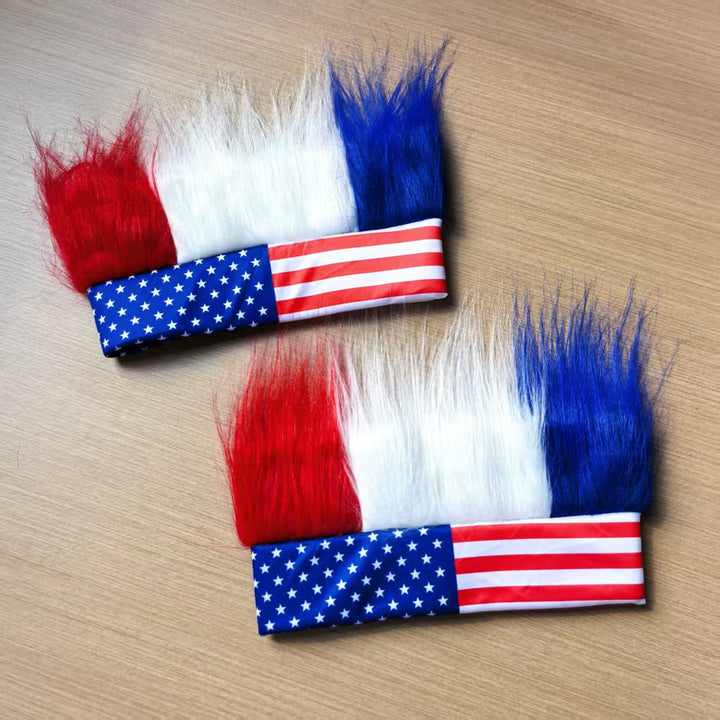 Independence Day novelty synthetic hair wig headband with American flag band Kalsten
