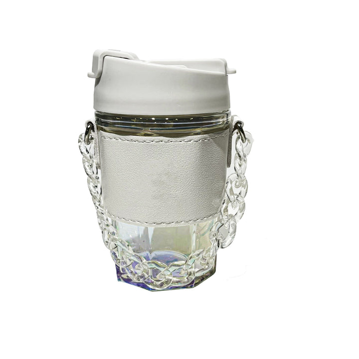 Ladies trendy glass cup with chain carrying strap Kalsten