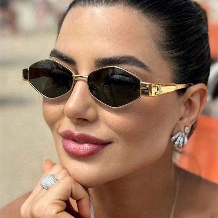Women's hexagonal designer sunglasses with innovative metal frame Kalsten
