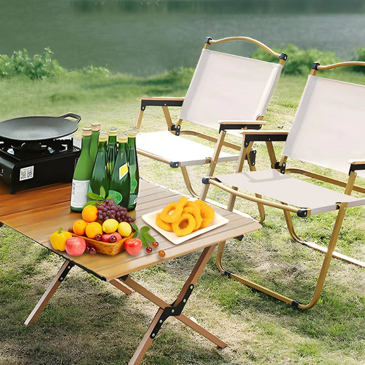 Ladies folding chair with wooden armrests Kalsten