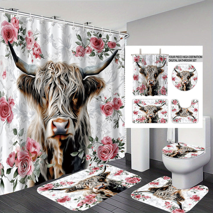 Artistic Highland Cow Bathroom Set Kalsten