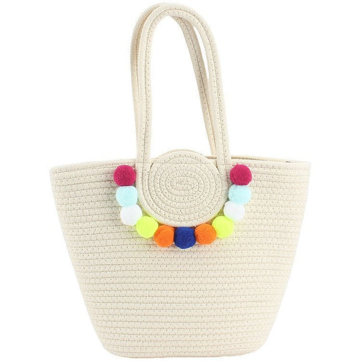 Beach bag with cheerful pom poms Kalsten