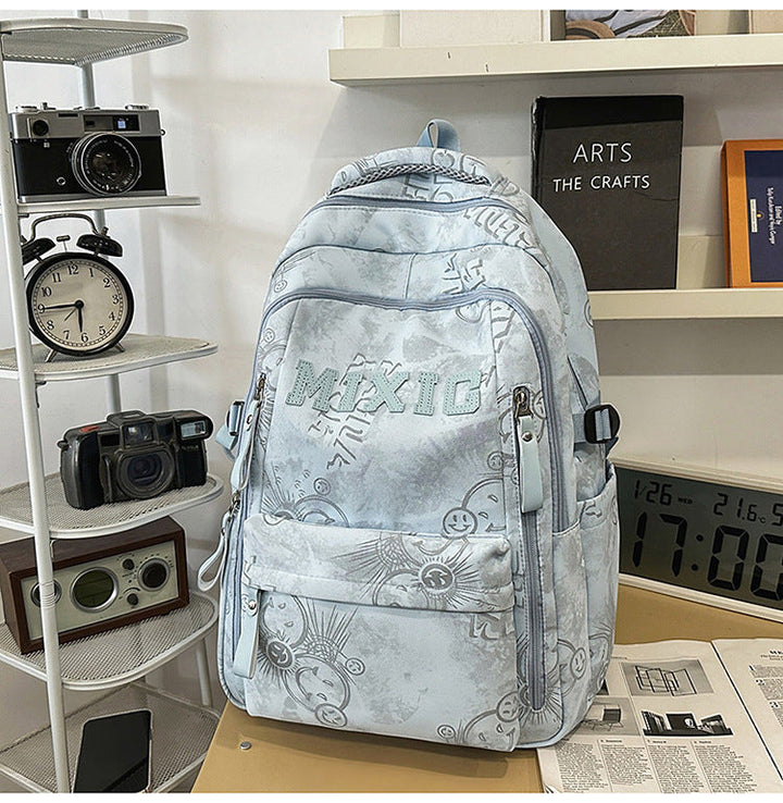 Graphic Print Multi-Pocket School Backpack