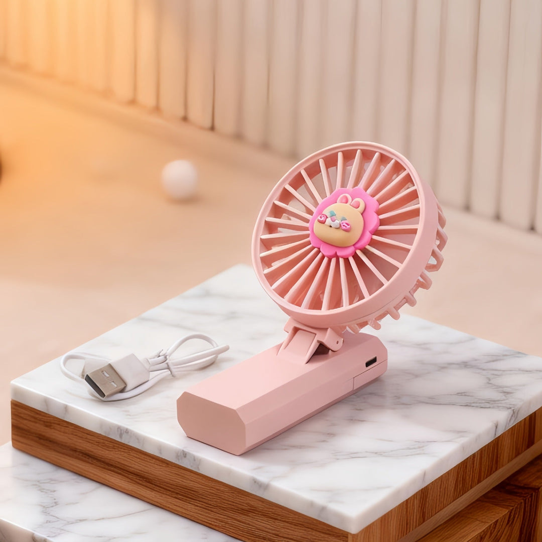 Women's Portable Hand Fan with Cute Lion Patterns Kalsten