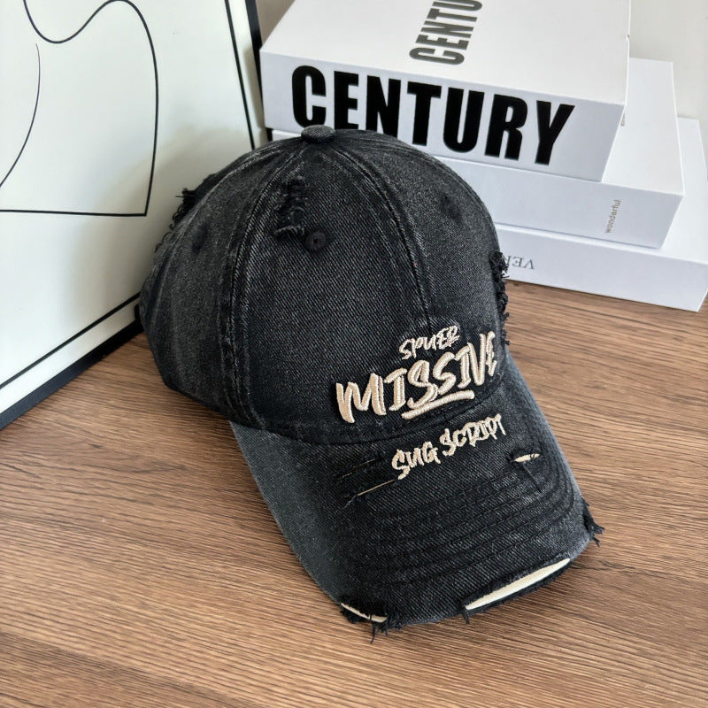 Women's Distressed Denim Adjustable Baseball Cap Kalsten