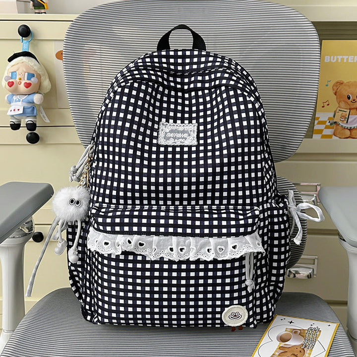 Charming Gingham Pattern School Backpack