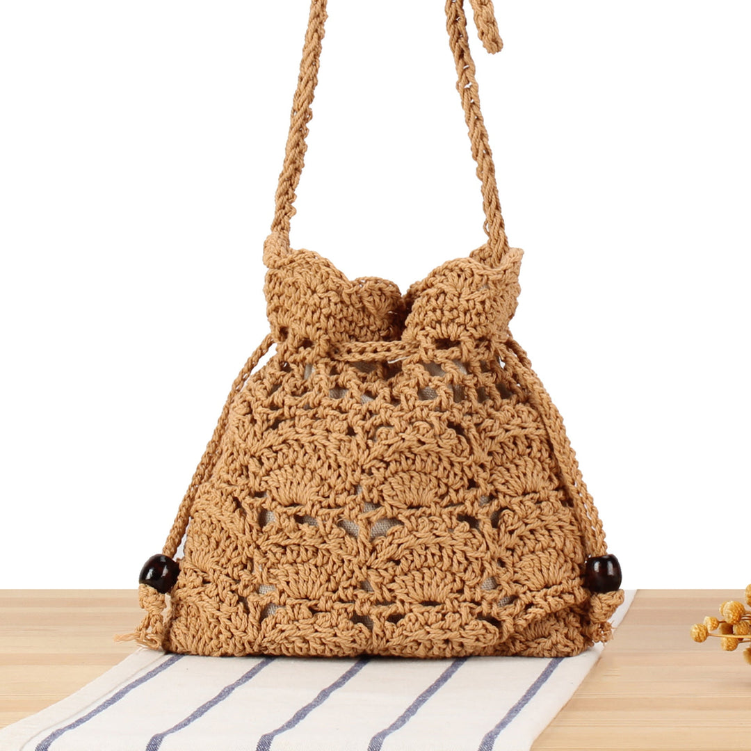 Handmade macrame shoulder bag with ruffled trim Kalsten