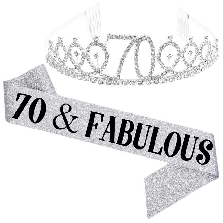 Girl Glittering Birthday Crown and Sash Set Kalsten