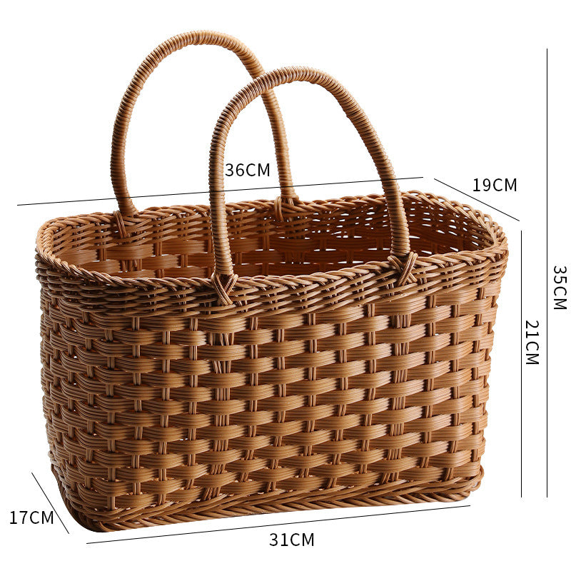 Unisex Handwoven Shopping Basket with Two Handles Kalsten
