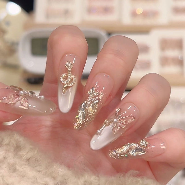 Elegant Nail Art Extensions with Pearl Accents Kalsten