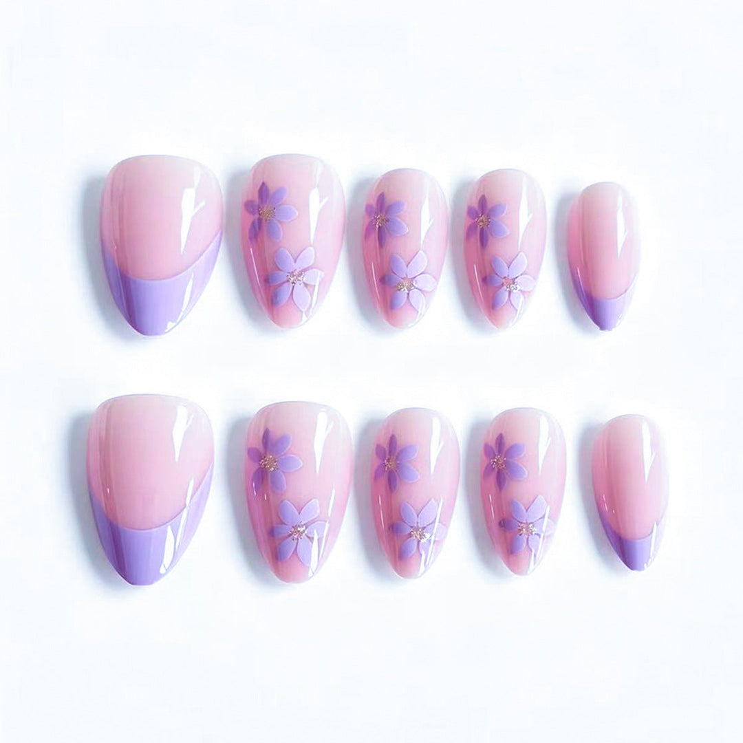 Artistic Floral-Embellished Press-On Nail Tips Kalsten