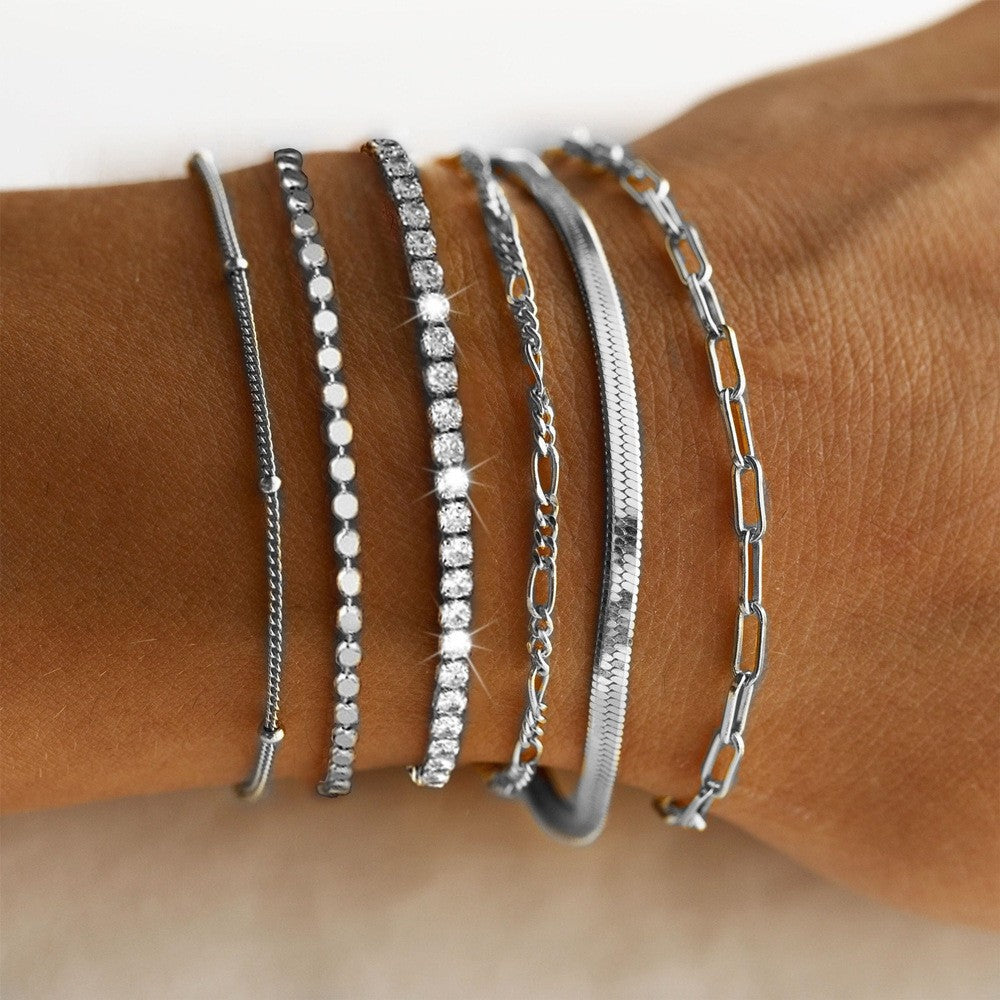 Multi-Layered Silver Charm Bracelet Set Kalsten