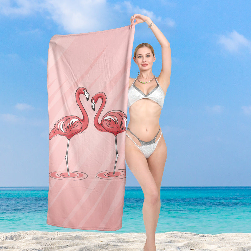 Premium beach towel with vibrant flamingo design Kalsten