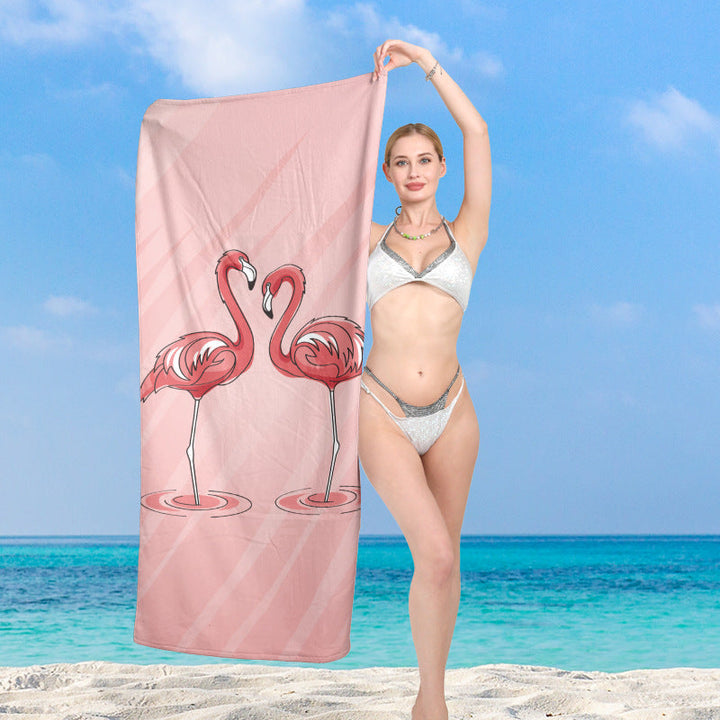 Premium beach towel with vibrant flamingo design Kalsten