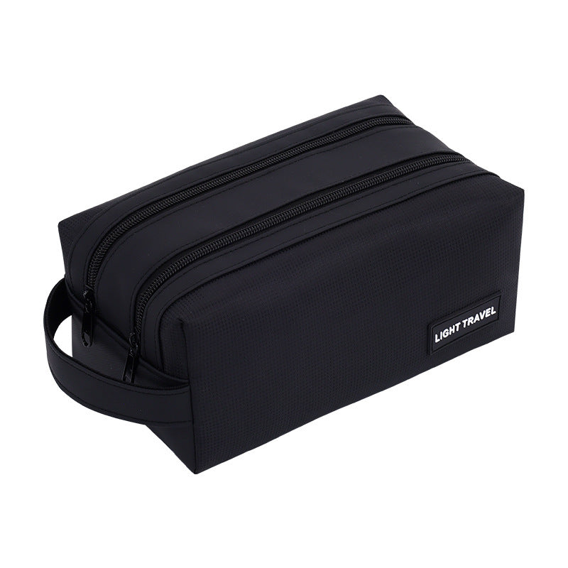 Cosmetic transport bag with double zipper and convenient carrying handle Kalsten
