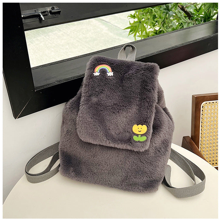 Plush Backpack with Colorful Appliqués Kalsten