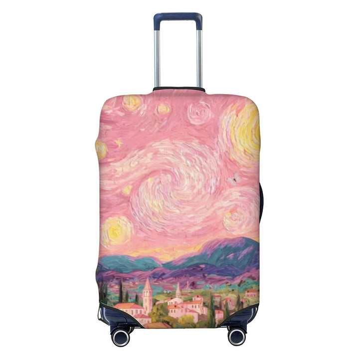 Unisex stretchable suitcase cover with impressionist landscape print and zipper for trolley with swivel wheels Kalsten