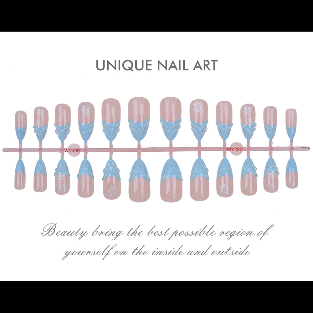 Elegant Floral-Themed Press-On Nail Art Set Kalsten