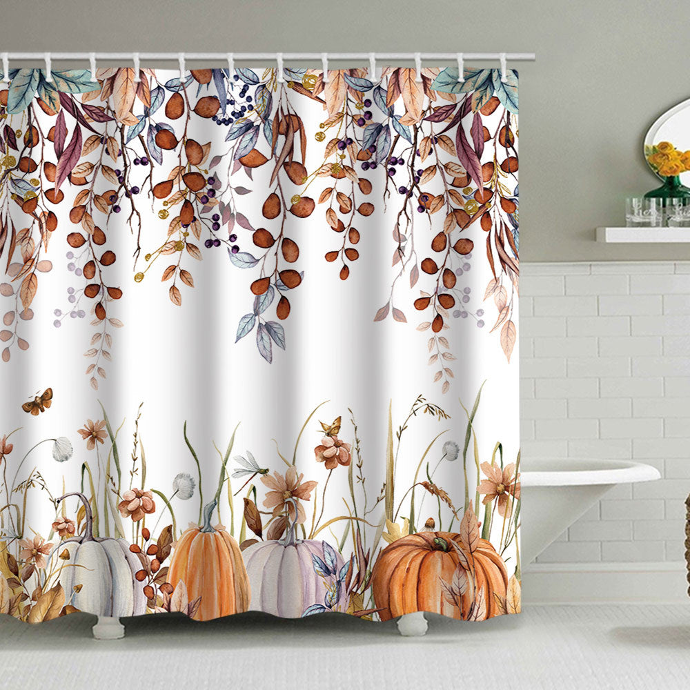 Artistic Pumpkin Print Shower Curtain Kalsten