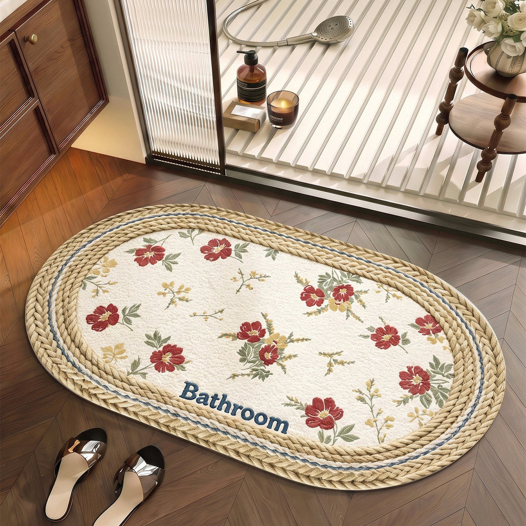 Floral Patterned Cotton Bath Mat Kalsten