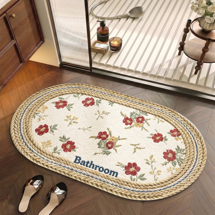 Floral Patterned Cotton Bath Mat Kalsten