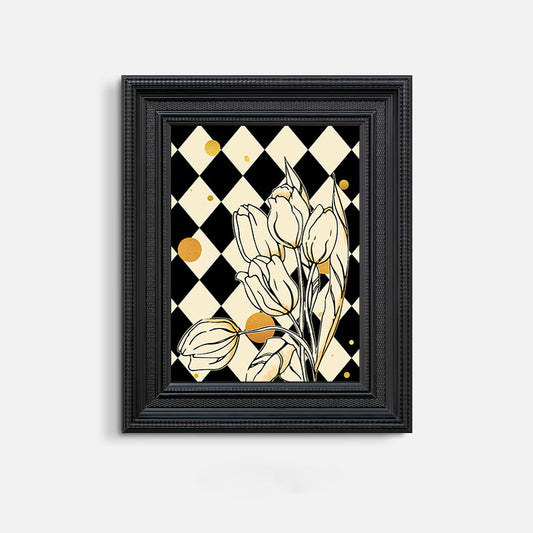 Framed Flower Pattern Geometric Artwork