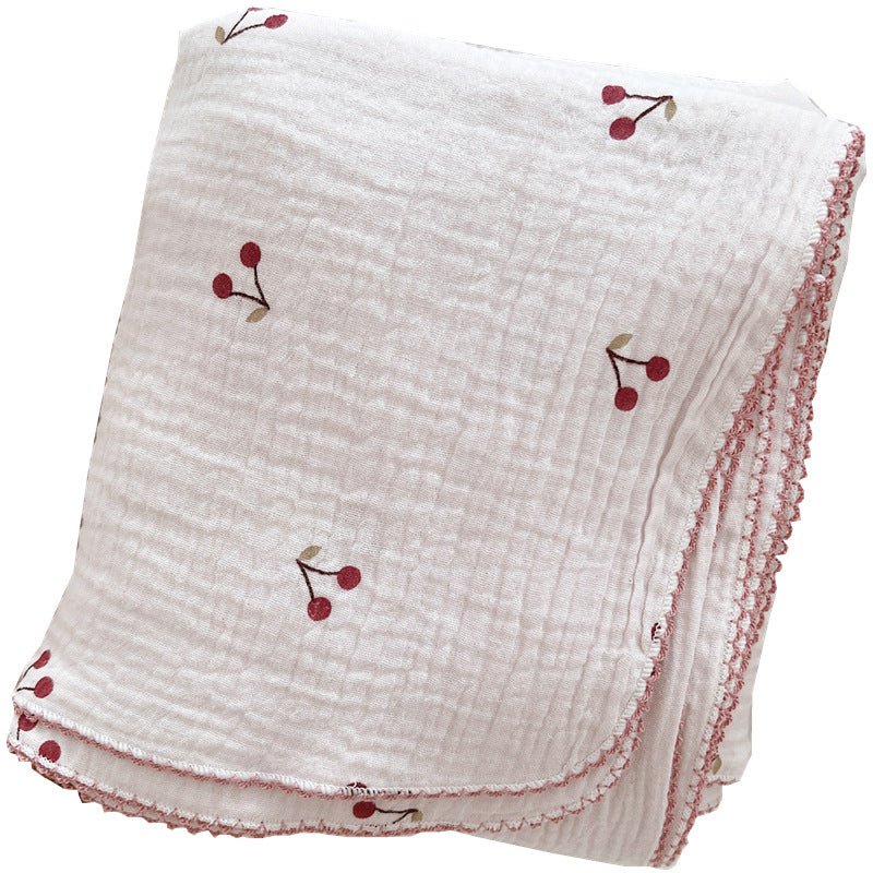 Unisex soft muslin blanket with cherry-shaped embroidery Kalsten