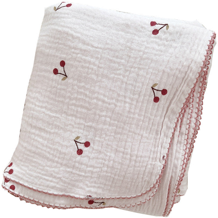 Unisex soft muslin blanket with cherry-shaped embroidery Kalsten