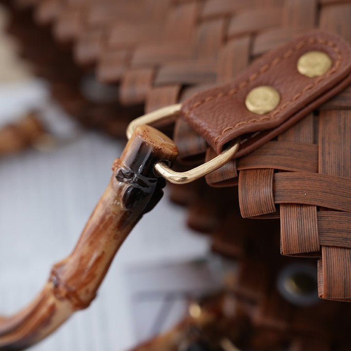Bamboo Handle Bag Made of Braided Material Kalsten