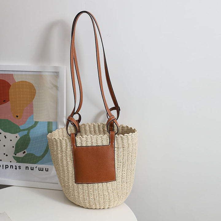 Basket bag with elegant leather detail Kalsten