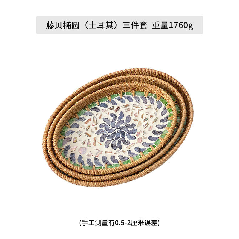 Ladies Elegant Serving Plate Set made of handwoven natural material Kalsten