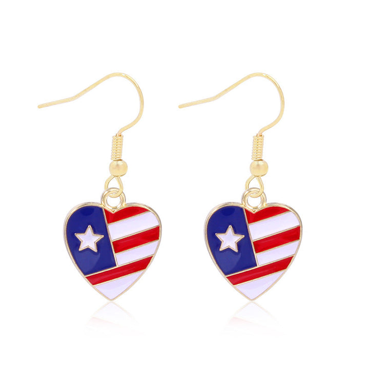Women's star-shaped enamel earrings with USA flag motif and gold-plated fish Kalsten