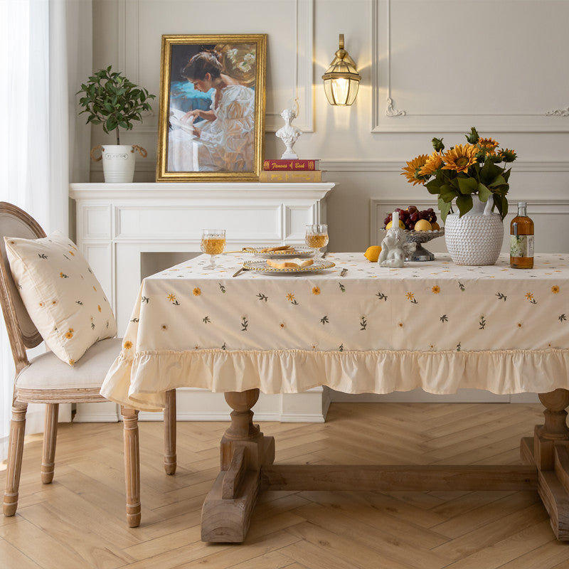 Elegant Floral Embroidered Tablecloth