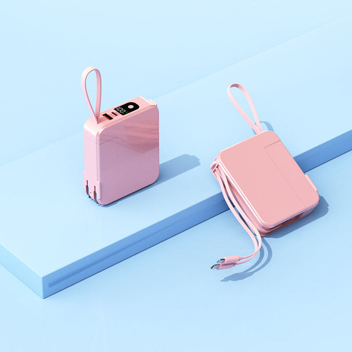 Portable power bank with retractable charging cable and digital display Kalsten
