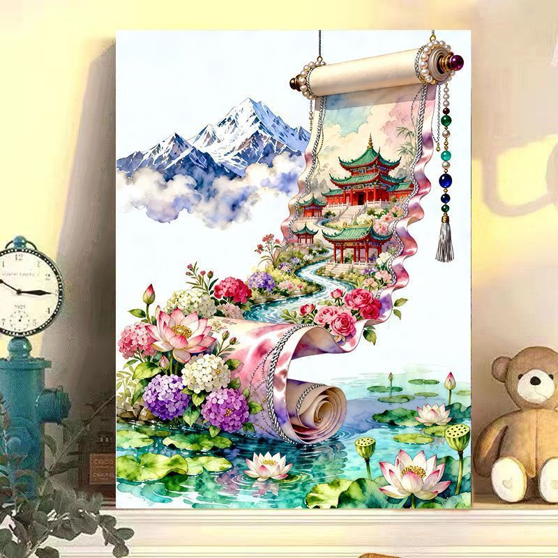 Elegant Chinese Landscape Scroll Art Print Kalsten