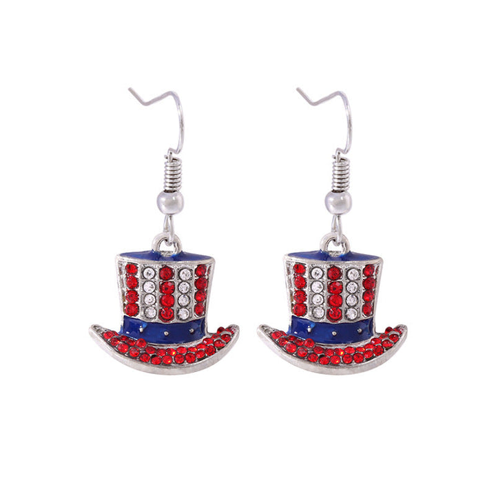 Women's star-shaped enamel earrings with USA flag motif and gold-plated fish Kalsten