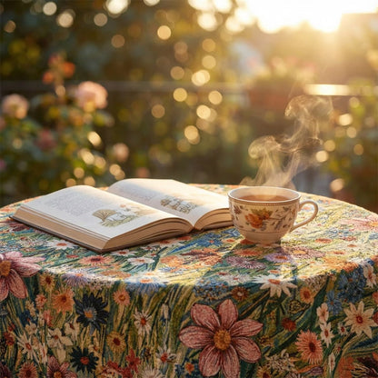 Embroidered Floral Tablecloth