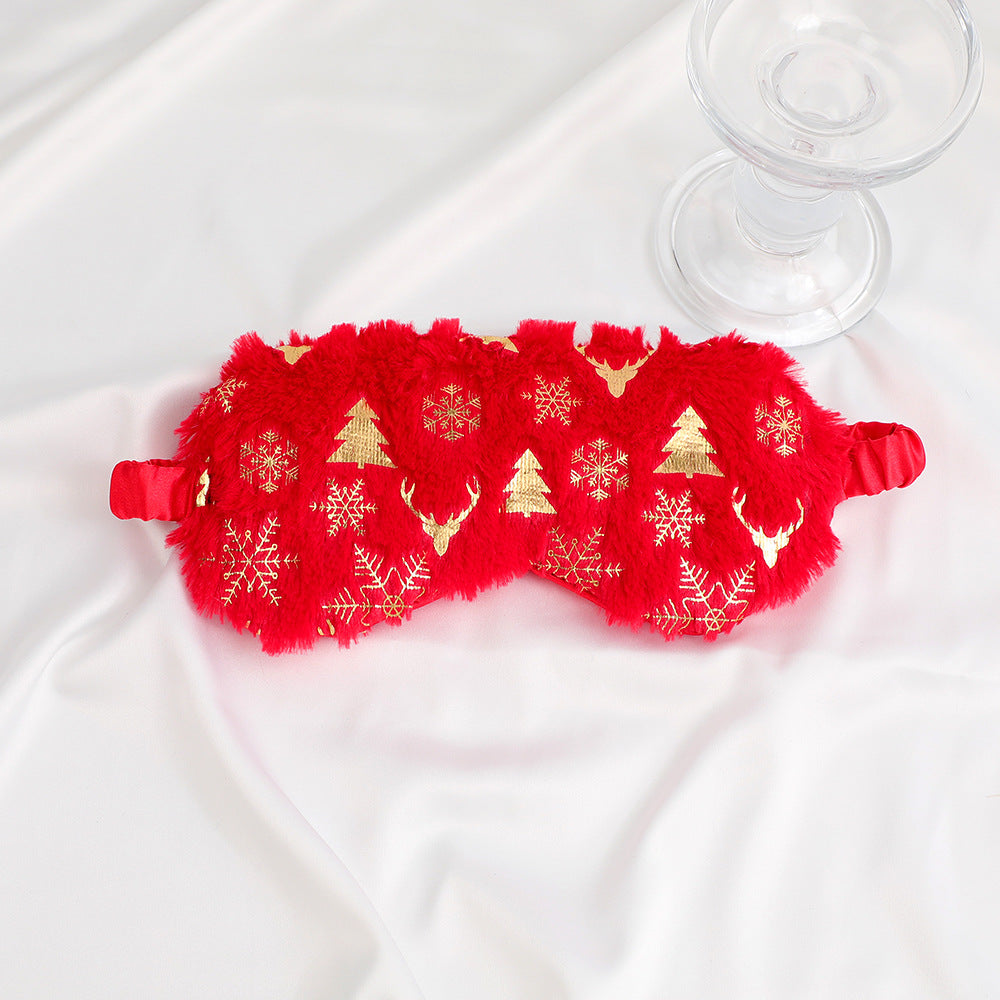 Unisex soft eye mask made of faux fur with festive motif embossing Kalsten