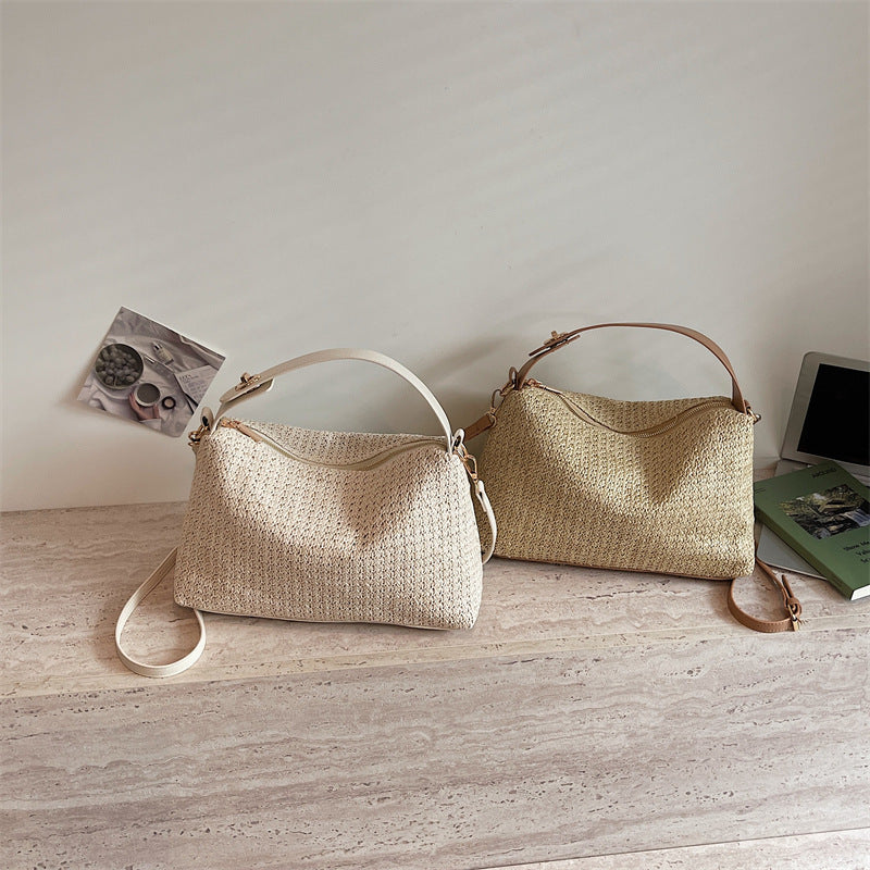 Elegant Straw Bag with Removable Shoulder Strap Kalsten