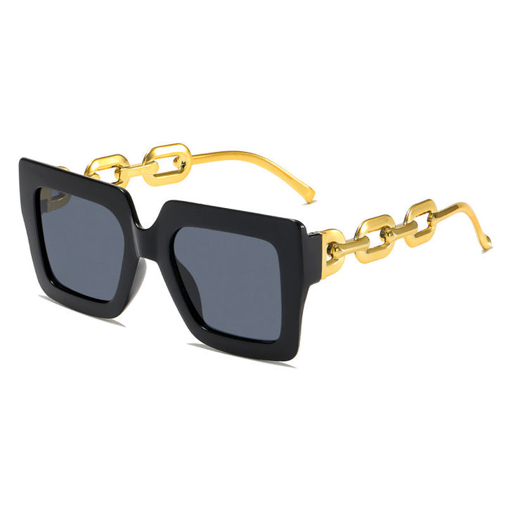 Women's fashionable sunglasses with unique rectangular frame and chain details Kalsten