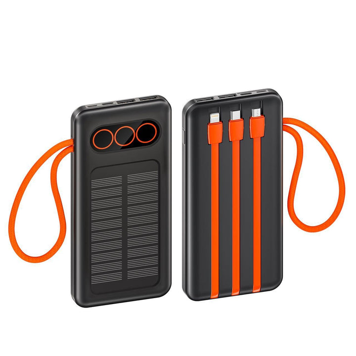 Portable Solar Power Bank with Integrated Charging Cables and Fast Charging Function Kalsten